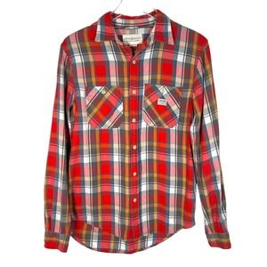Denim & Supply Ralph Lauren Men's Long Sleeve Shirt S Red Plaid Flannel Top EUC!